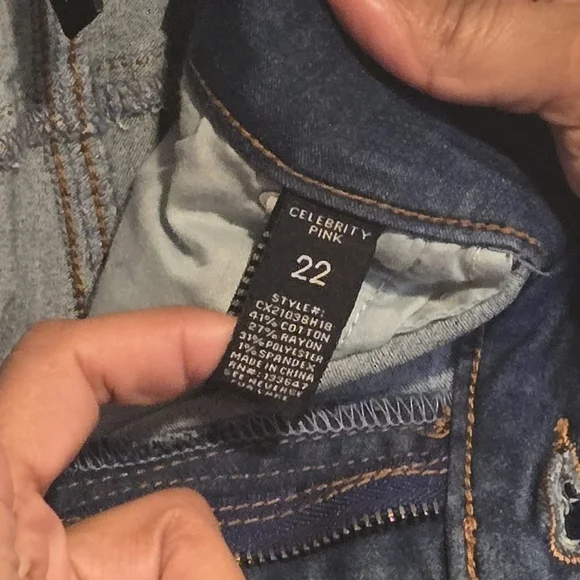 Celebrity Pink Jeans, Womens, Size 22, Straight-Leg, Dark Wash, Stretch - Picture 3 of 4